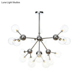 Industrial Style Hanging Chandelier Light With Amber/Clear/Smoke Gray Glass In 3/9/12 Lights -
