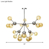 Industrial Style Hanging Chandelier Light - 13’/27.5’/34’ W Orbit Shade Amber/Clear/Smoke