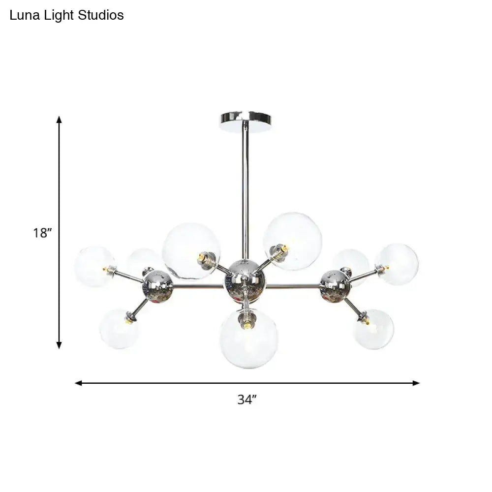 Industrial Style Hanging Chandelier Light With Amber/Clear/Smoke Gray Glass In 3/9/12 Lights -