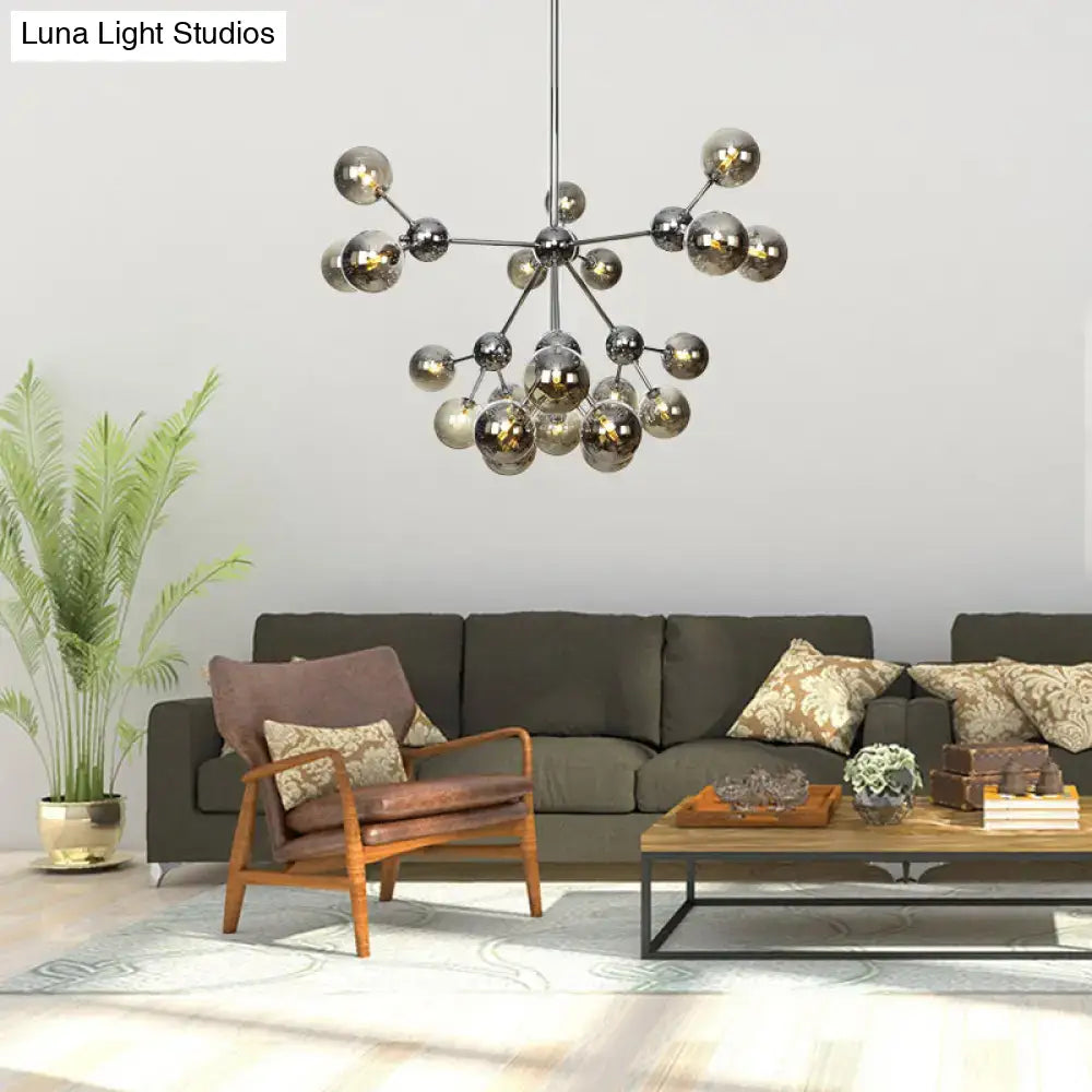 Industrial Style Hanging Chandelier Light - 13’/27.5’/34’ W Orbit Shade Amber/Clear/Smoke