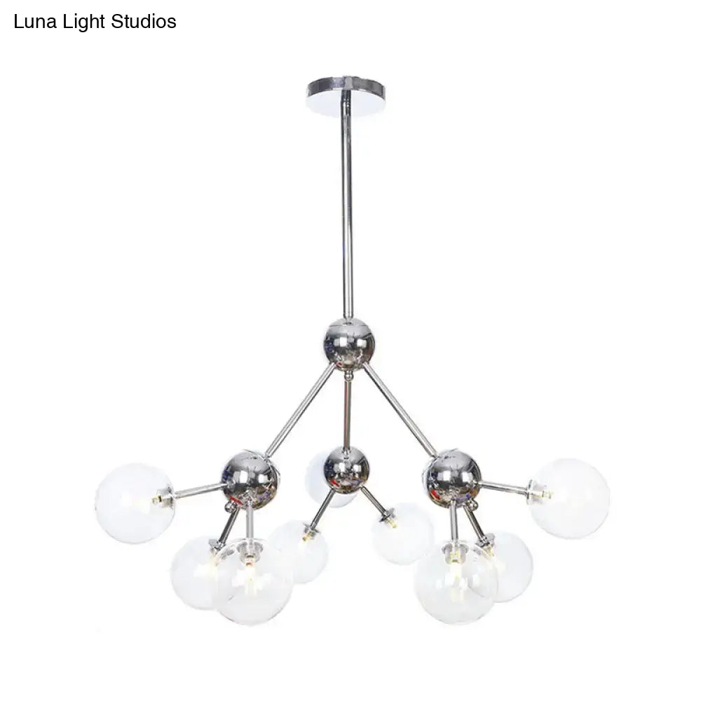 Industrial Style Hanging Chandelier Light With Amber/Clear/Smoke Gray Glass In 3/9/12 Lights -