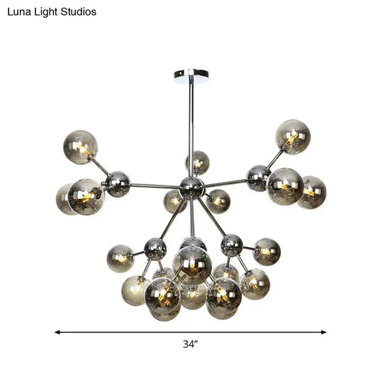 Industrial Style Hanging Chandelier Light - 13’/27.5’/34’ W Orbit Shade Amber/Clear/Smoke