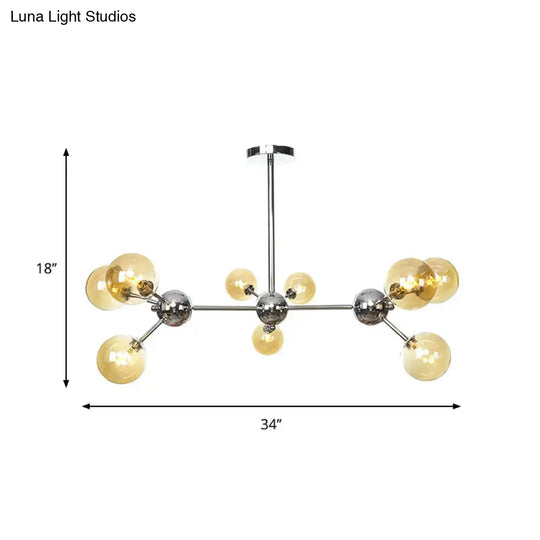 Industrial Style Hanging Chandelier Light - 13’/27.5’/34’ W Orbit Shade Amber/Clear/Smoke