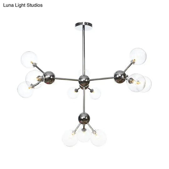 Industrial Style Hanging Chandelier Light With Amber/Clear/Smoke Gray Glass In 3/9/12 Lights -