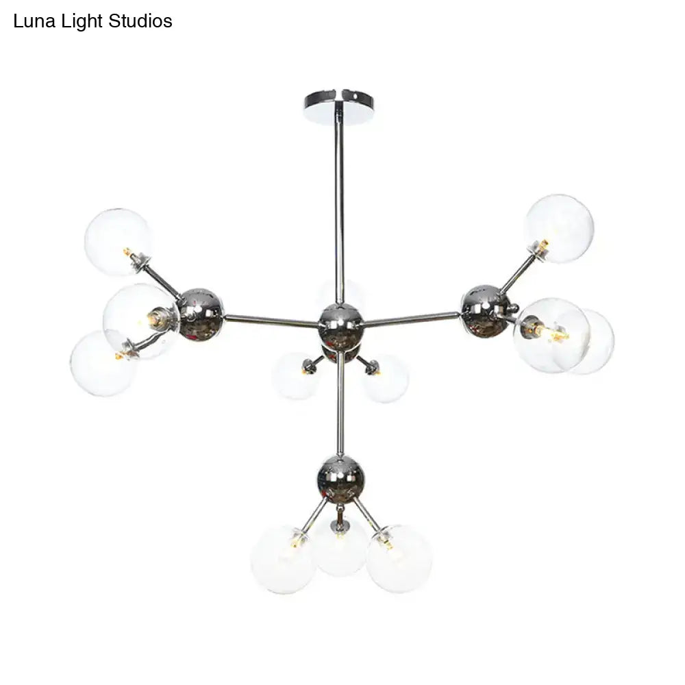 Industrial Style Hanging Chandelier Light - 13’/27.5’/34’ W Orbit Shade Amber/Clear/Smoke