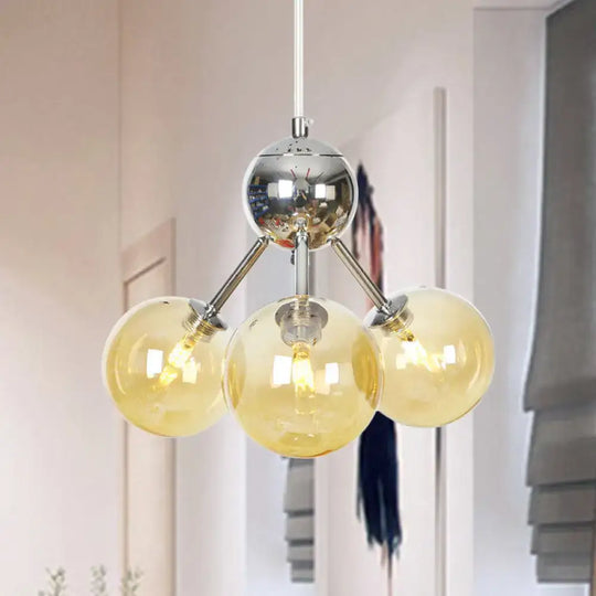 Industrial Style Hanging Chandelier Light - 13’/27.5’/34’ W Orbit Shade Amber/Clear/Smoke