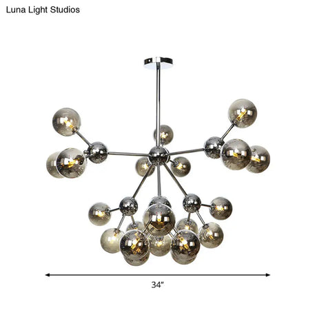 Industrial Style Hanging Chandelier Light - 13’/27.5’/34’ W Orbit Shade Amber/Clear/Smoke