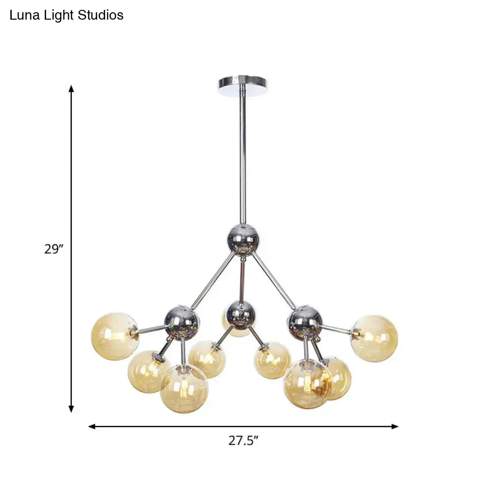 Industrial Style Hanging Chandelier Light - 13’/27.5’/34’ W Orbit Shade Amber/Clear/Smoke