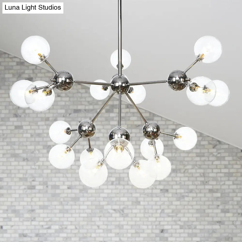 Industrial Style Hanging Chandelier Light With Amber/Clear/Smoke Gray Glass In 3/9/12 Lights -