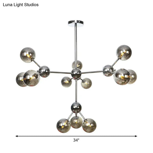 Industrial Style Hanging Chandelier Light - 13’/27.5’/34’ W Orbit Shade Amber/Clear/Smoke