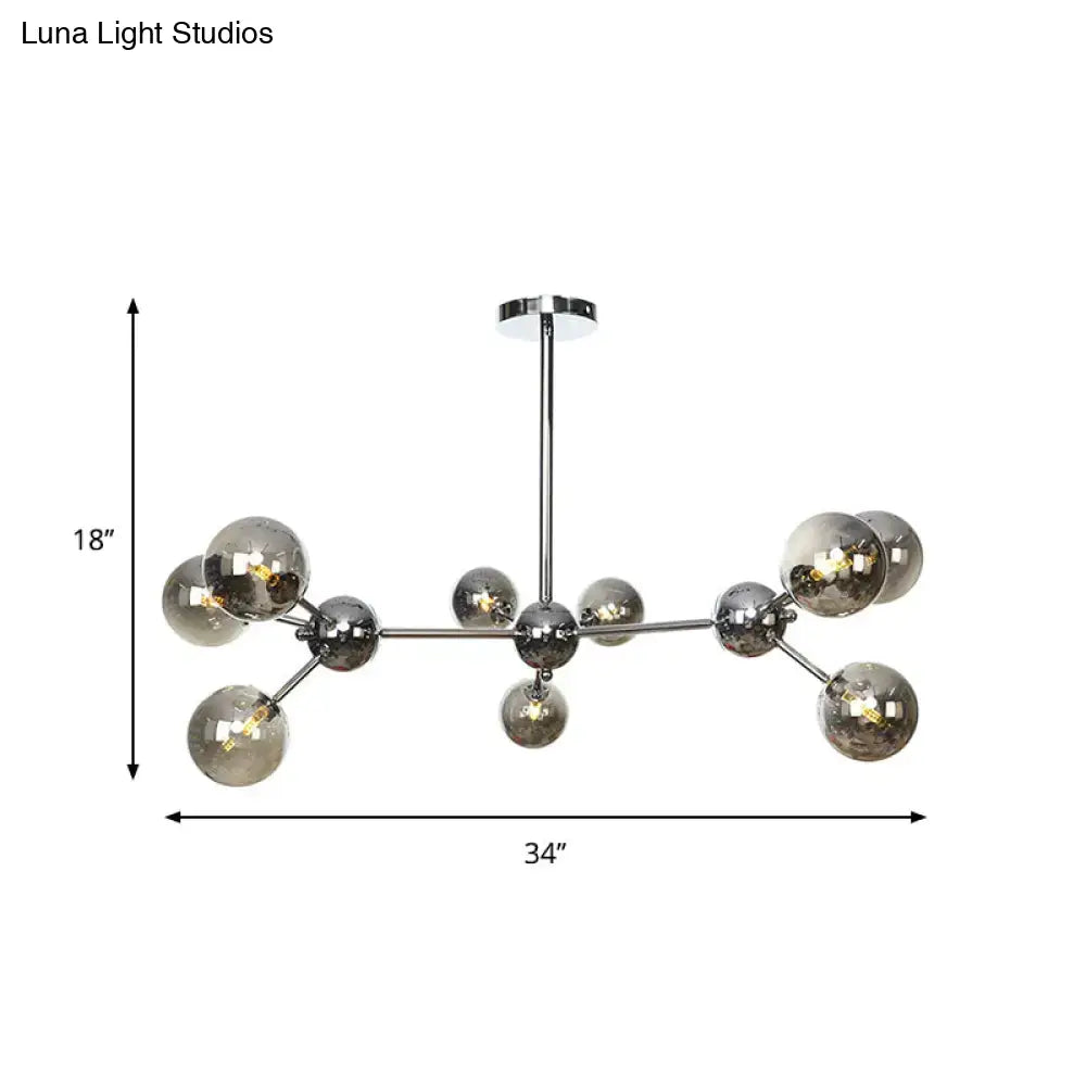 Industrial Style Hanging Chandelier Light - 13’/27.5’/34’ W Orbit Shade Amber/Clear/Smoke