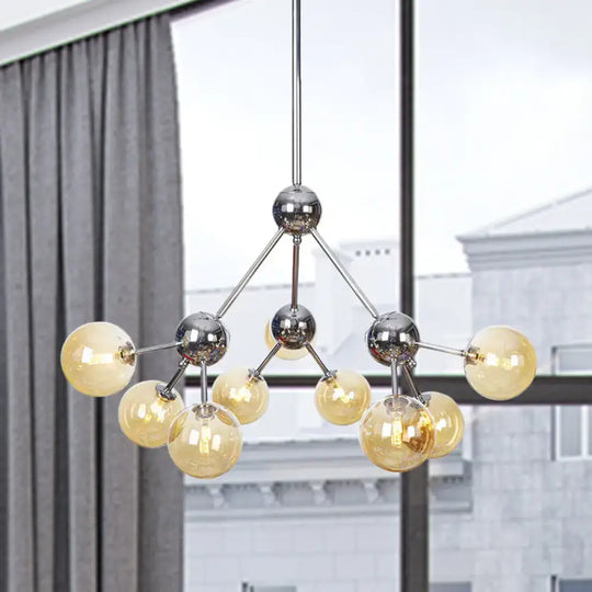 Industrial Style Hanging Chandelier Light - 13’/27.5’/34’ W Orbit Shade Amber/Clear/Smoke