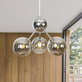 Industrial Style Hanging Chandelier Light - 13’/27.5’/34’ W Orbit Shade Amber/Clear/Smoke