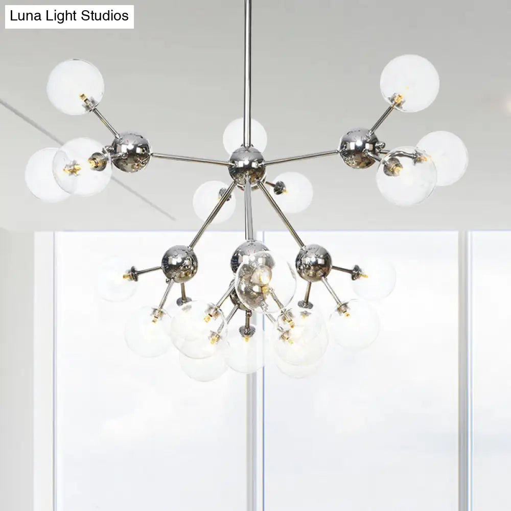 Industrial Style Hanging Chandelier Light With Amber/Clear/Smoke Gray Glass In 3/9/12 Lights -