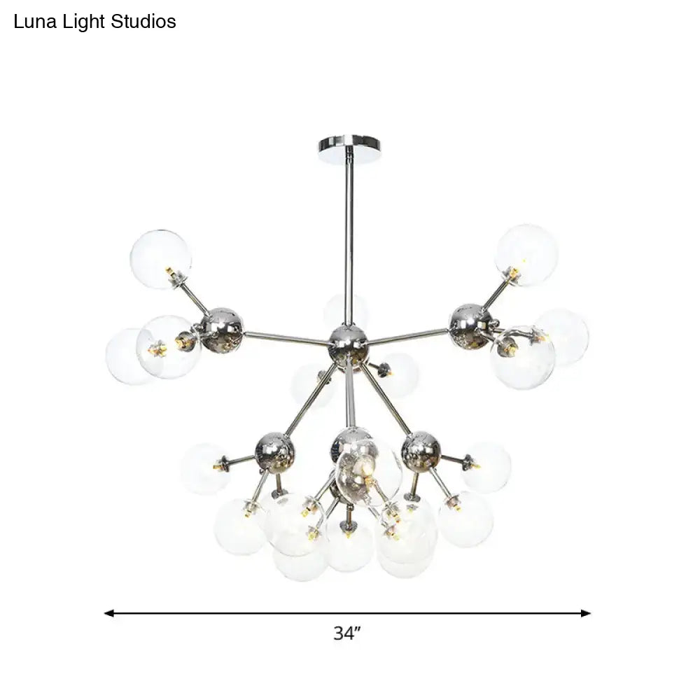 Industrial Style Hanging Chandelier Light - 13’/27.5’/34’ W Orbit Shade Amber/Clear/Smoke