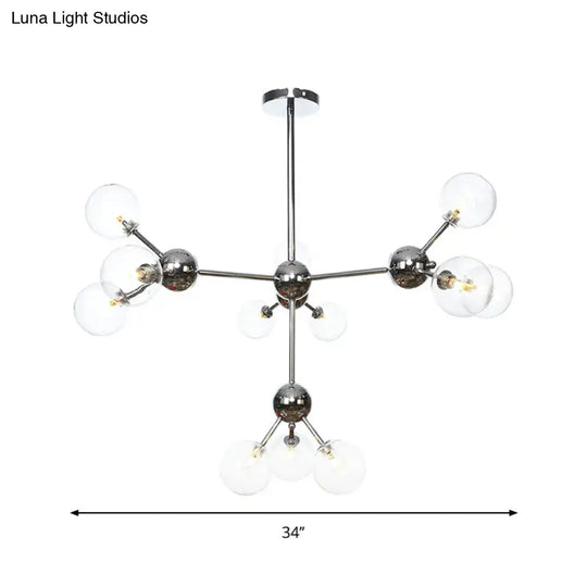 Industrial Style Hanging Chandelier Light With Amber/Clear/Smoke Gray Glass In 3/9/12 Lights -