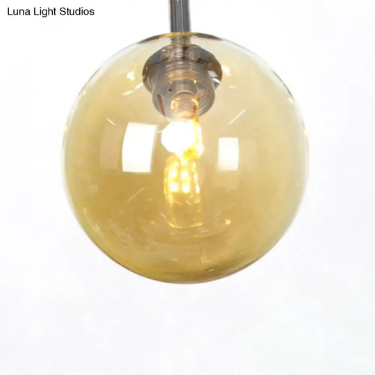 Industrial Style Hanging Chandelier Light With Amber/Clear/Smoke Gray Glass In 3/9/12 Lights -