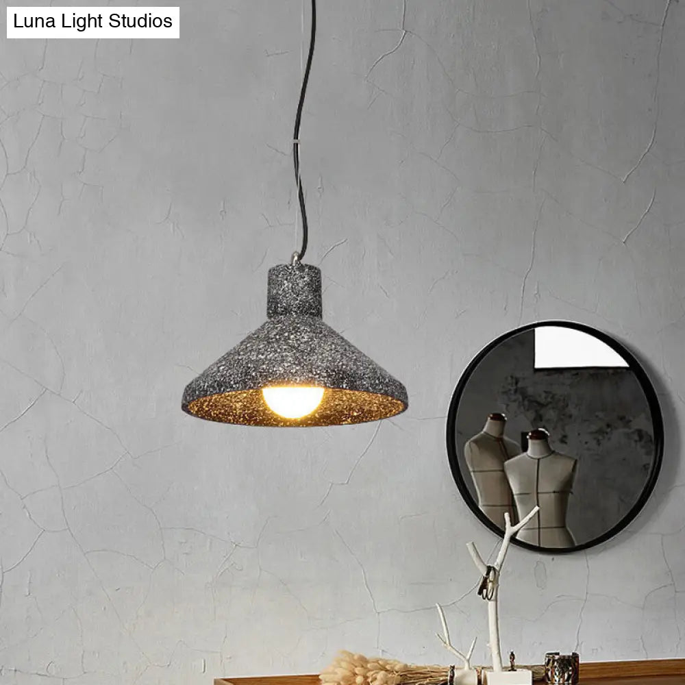 Industrial Style Conical Cement Hanging Lamp - 6.5/10/10.5 Dia 1 Light Pendant In Grey