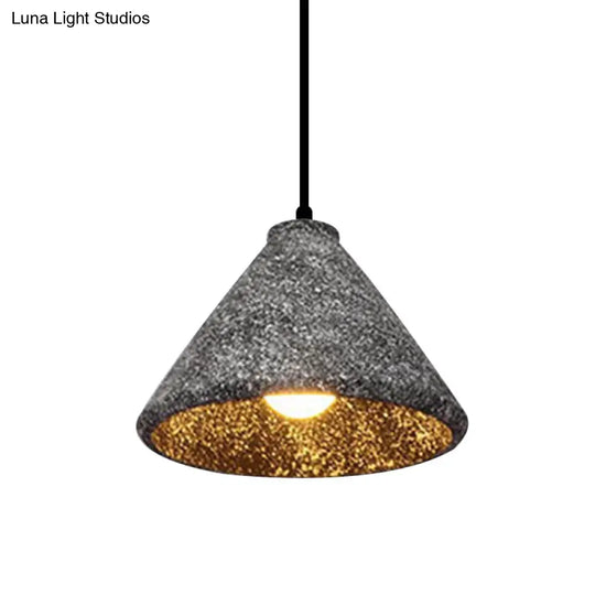 Industrial Style Conical Cement Hanging Lamp - 6.5/10/10.5 Dia 1 Light Pendant In Grey