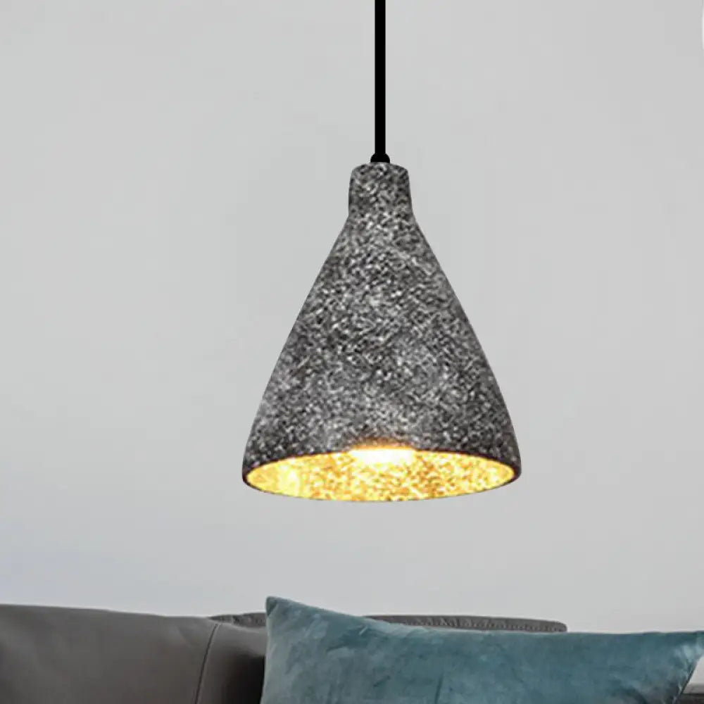 Industrial Style Hanging Lamp - 6.5’/10’/10.5’ Dia Conical Cement Pendant Light Grey 1 For