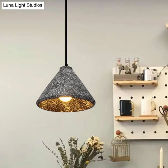 Industrial Style Hanging Lamp - 6.5’/10’/10.5’ Dia Conical Cement Pendant Light Grey 1 For