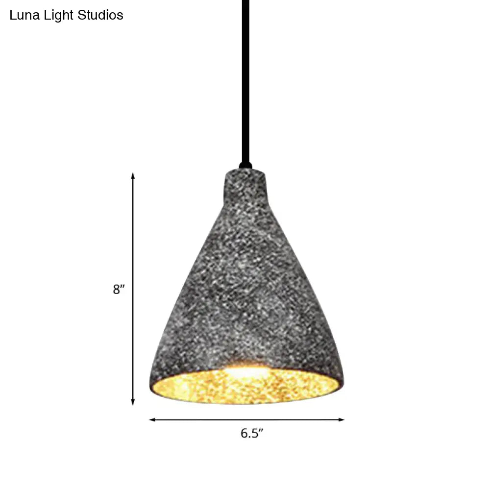 Industrial Style Hanging Lamp - 6.5’/10’/10.5’ Dia Conical Cement Pendant Light Grey 1 For