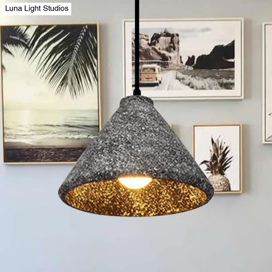 Industrial Style Conical Cement Hanging Lamp - 6.5/10/10.5 Dia 1 Light Pendant In Grey / 10