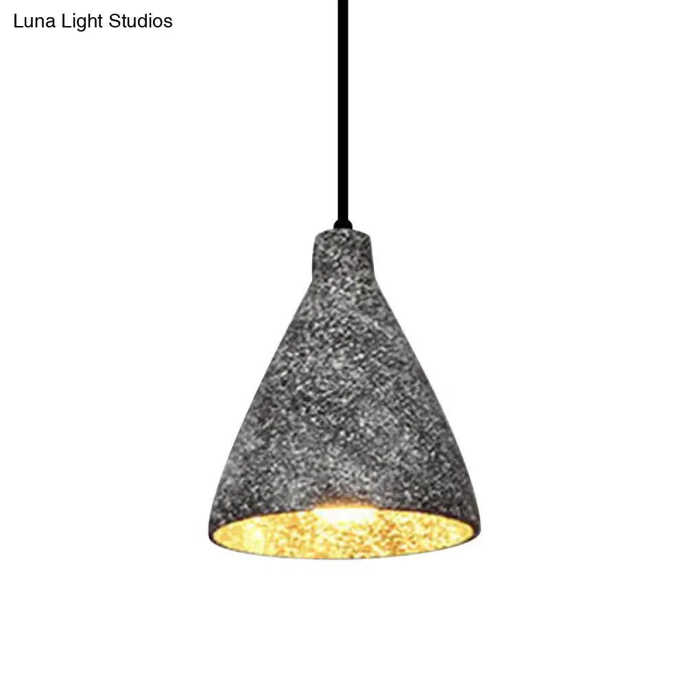 Industrial Style Conical Cement Hanging Lamp - 6.5/10/10.5 Dia 1 Light Pendant In Grey