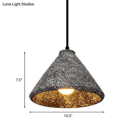 Industrial Style Conical Cement Hanging Lamp - 6.5/10/10.5 Dia 1 Light Pendant In Grey