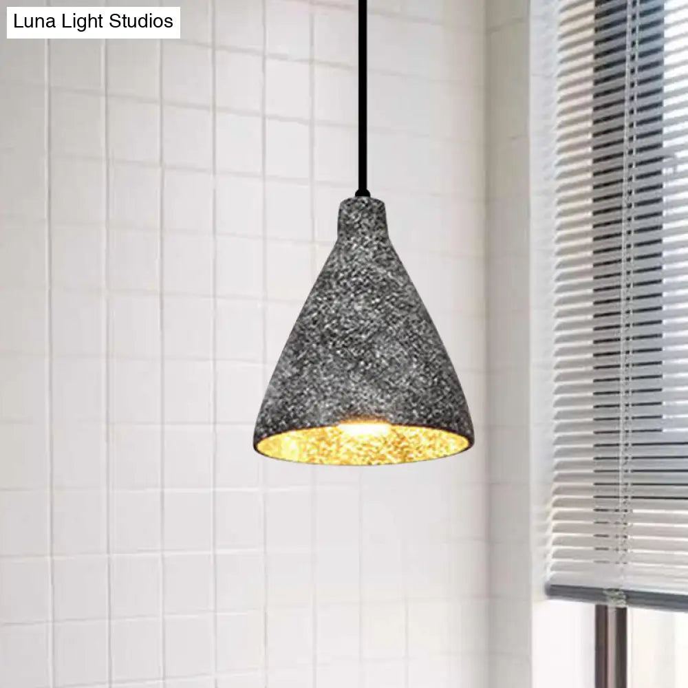 Industrial Style Conical Cement Hanging Lamp - 6.5/10/10.5 Dia 1 Light Pendant In Grey