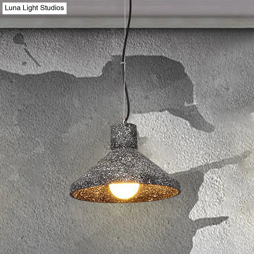 Industrial Style Conical Cement Hanging Lamp - 6.5/10/10.5 Dia 1 Light Pendant In Grey / 10.5