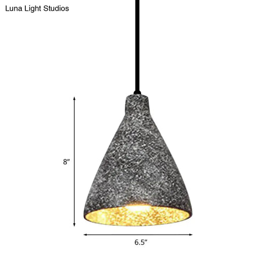 Industrial Style Conical Cement Hanging Lamp - 6.5/10/10.5 Dia 1 Light Pendant In Grey