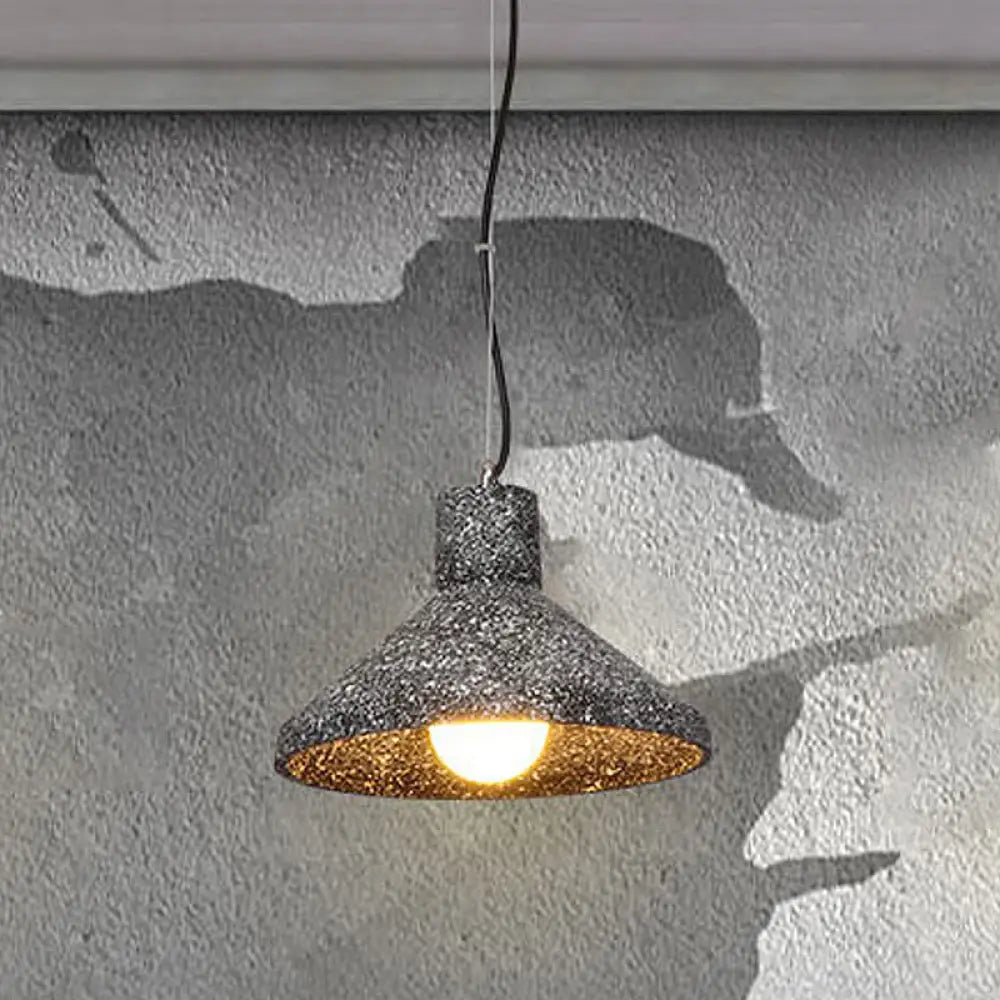 Industrial Style Hanging Lamp - 6.5’/10’/10.5’ Dia Conical Cement Pendant Light Grey 1 For