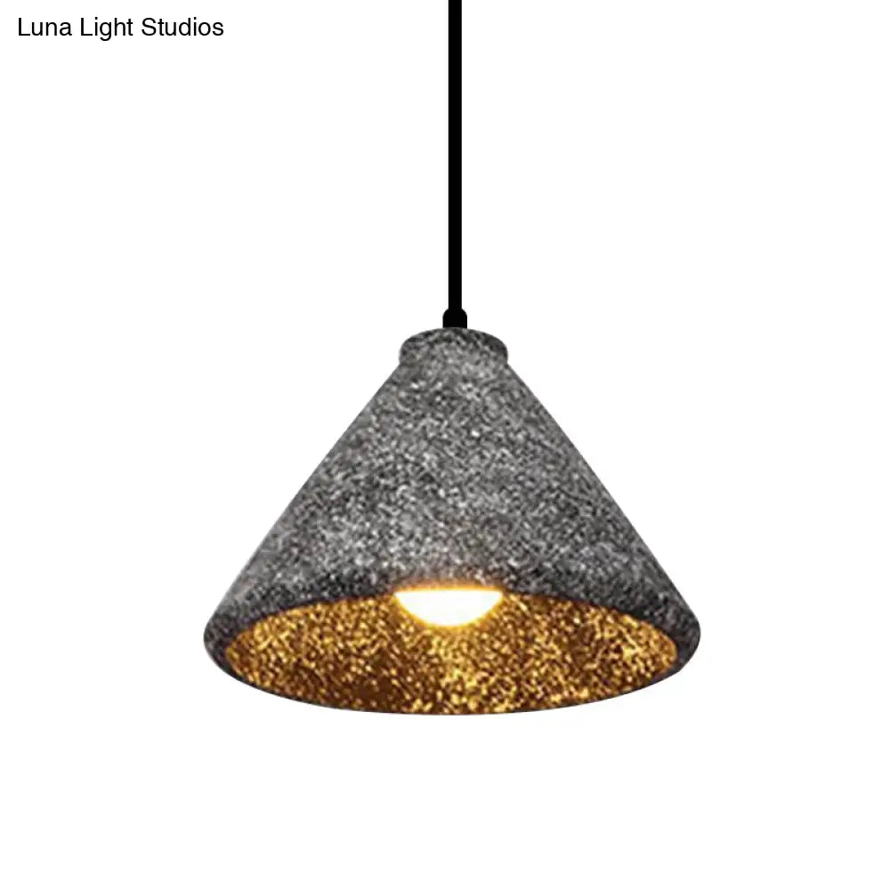 Industrial Style Hanging Lamp - 6.5’/10’/10.5’ Dia Conical Cement Pendant Light Grey 1 For