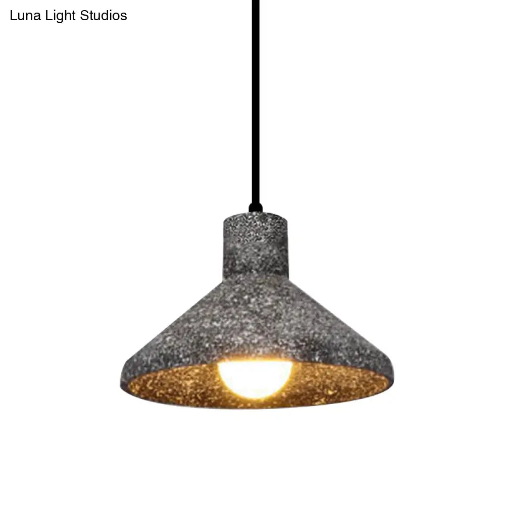 Industrial Style Hanging Lamp - 6.5’/10’/10.5’ Dia Conical Cement Pendant Light Grey 1 For