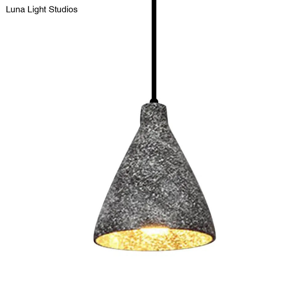 Industrial Style Hanging Lamp - 6.5’/10’/10.5’ Dia Conical Cement Pendant Light Grey 1 For