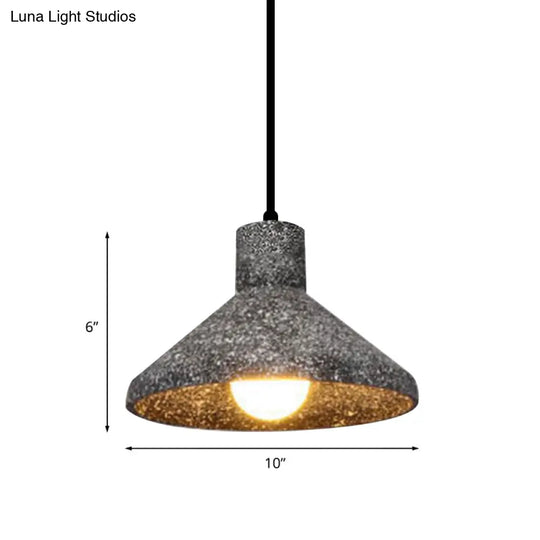 Industrial Style Hanging Lamp - 6.5’/10’/10.5’ Dia Conical Cement Pendant Light Grey 1 For