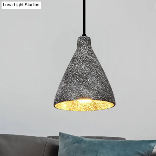 Industrial Style Conical Cement Hanging Lamp - 6.5/10/10.5 Dia 1 Light Pendant In Grey / 6.5