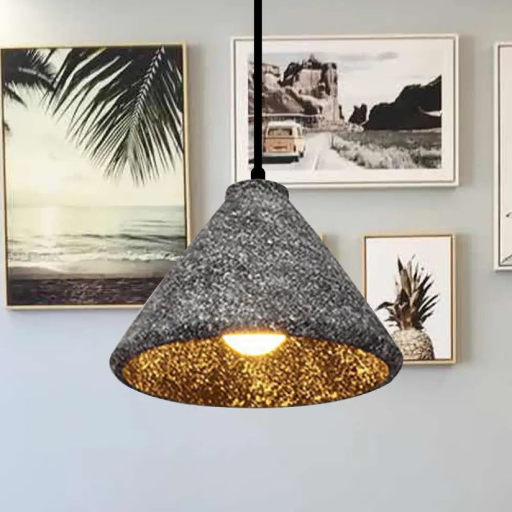 Industrial Style Hanging Lamp - 6.5’/10’/10.5’ Dia Conical Cement Pendant Light Grey 1 For