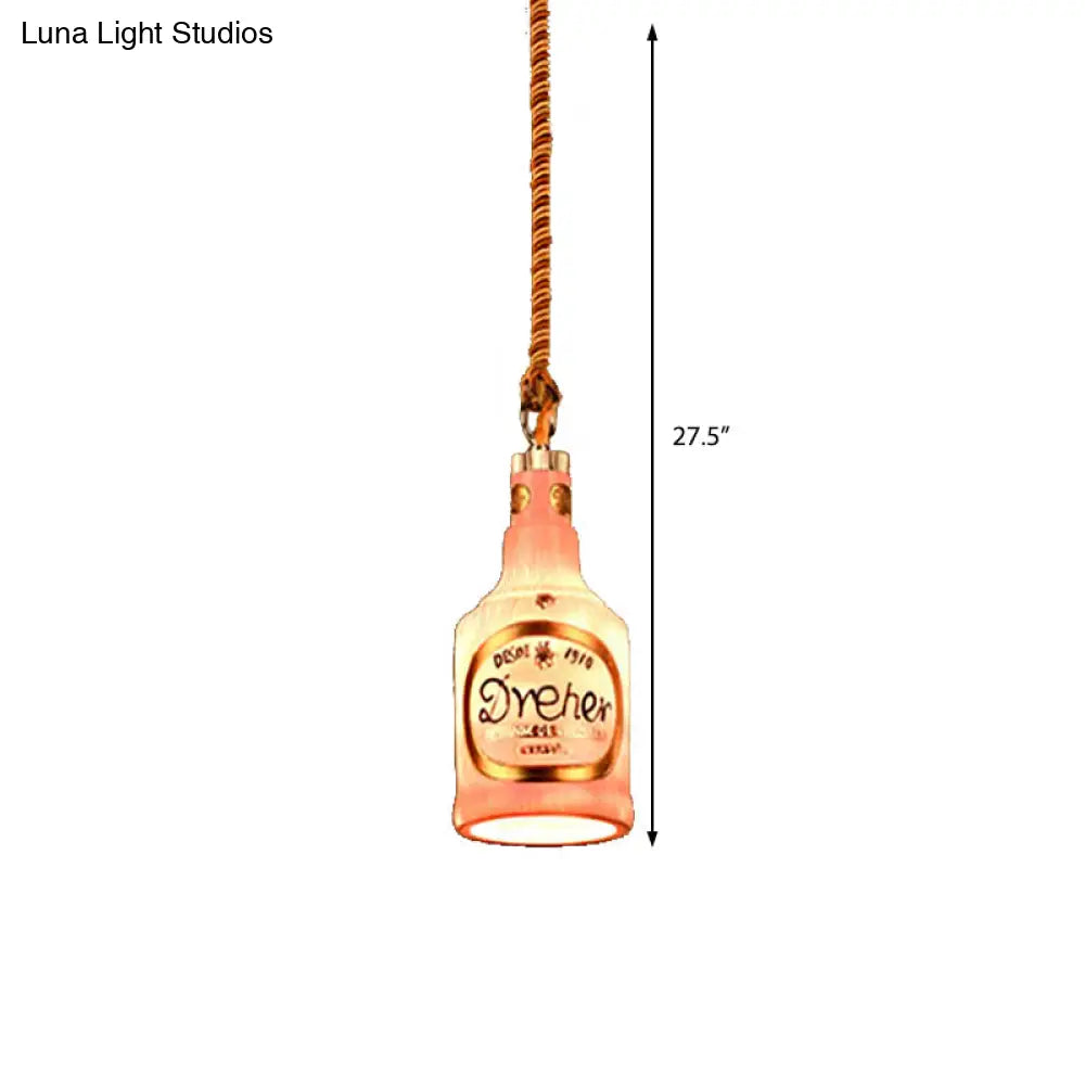 Industrial Style Hanging Lamp Kit For Restaurants - Resin Red/Yellow Drop Pendant Wine Bottle