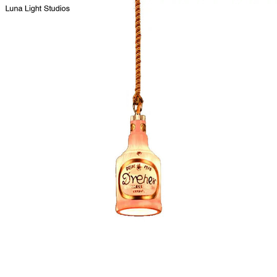 Industrial Style Resin Drop Pendant Hanging Lamp Kit - Red/Yellow Wine Bottle Design 1 Light Ideal