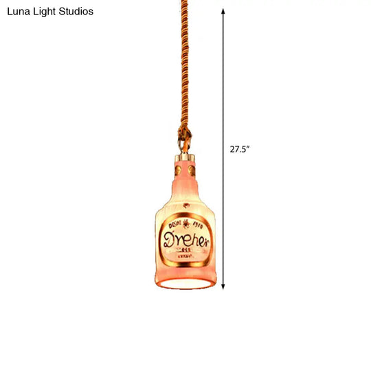 Industrial Style Resin Drop Pendant Hanging Lamp Kit - Red/Yellow Wine Bottle Design 1 Light Ideal