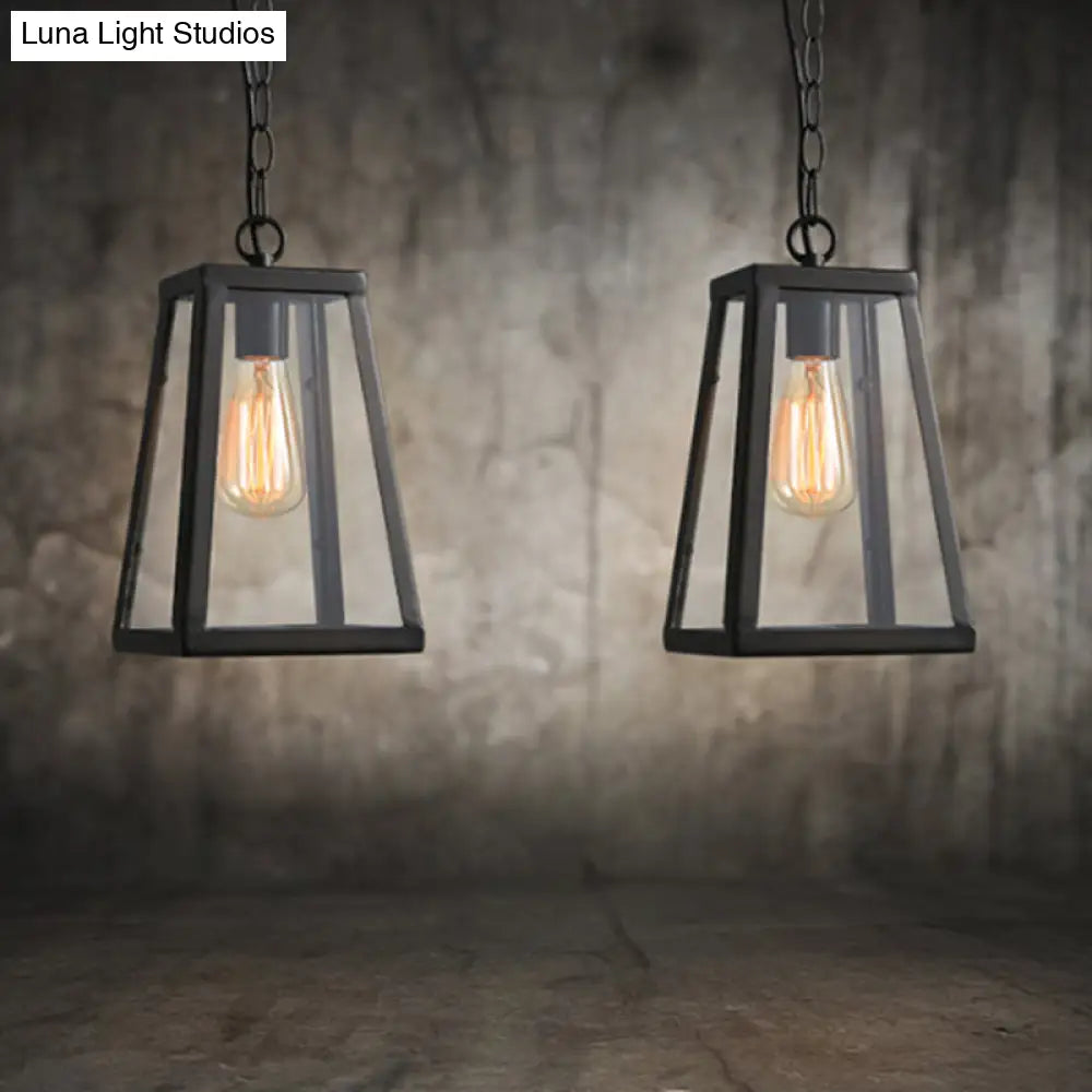 Industrial Style Hanging Lamp With Clear Glass Shade For Living Room