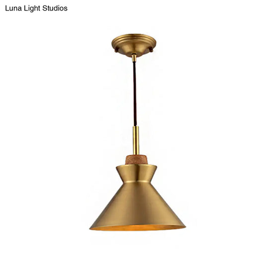 Industrial Style Hanging Light With Brassy Cone/Dome Shade - Perfect For Foyer 1 Metallic Ceiling