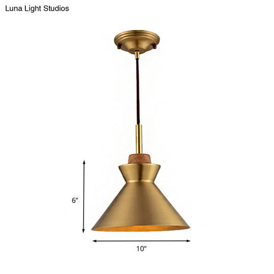 Industrial Style Hanging Light With Brassy Cone/Dome Shade - Perfect For Foyer 1 Metallic Ceiling