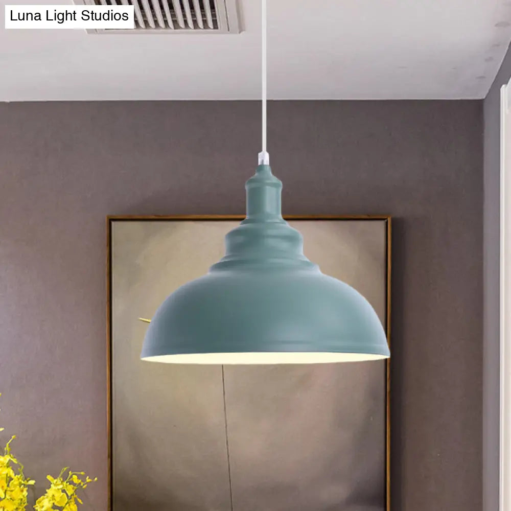 Stylish Pink/Yellow Metal Pendant Lamp - Industrial Bulb Bowl Hanging Fixture For Living Room