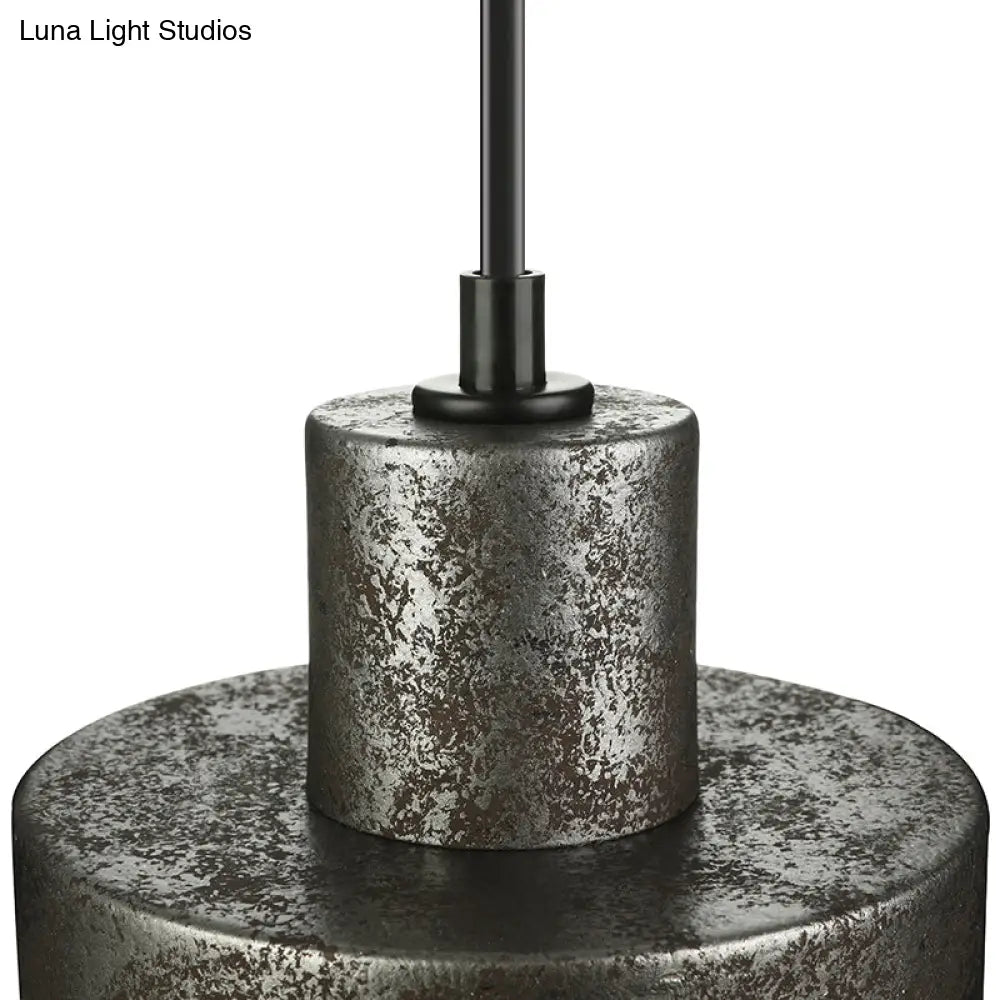 Industrial Style Iron Pendant Light Fixture - 4-Light Aged Black Shade Indoor Hanging Lighting