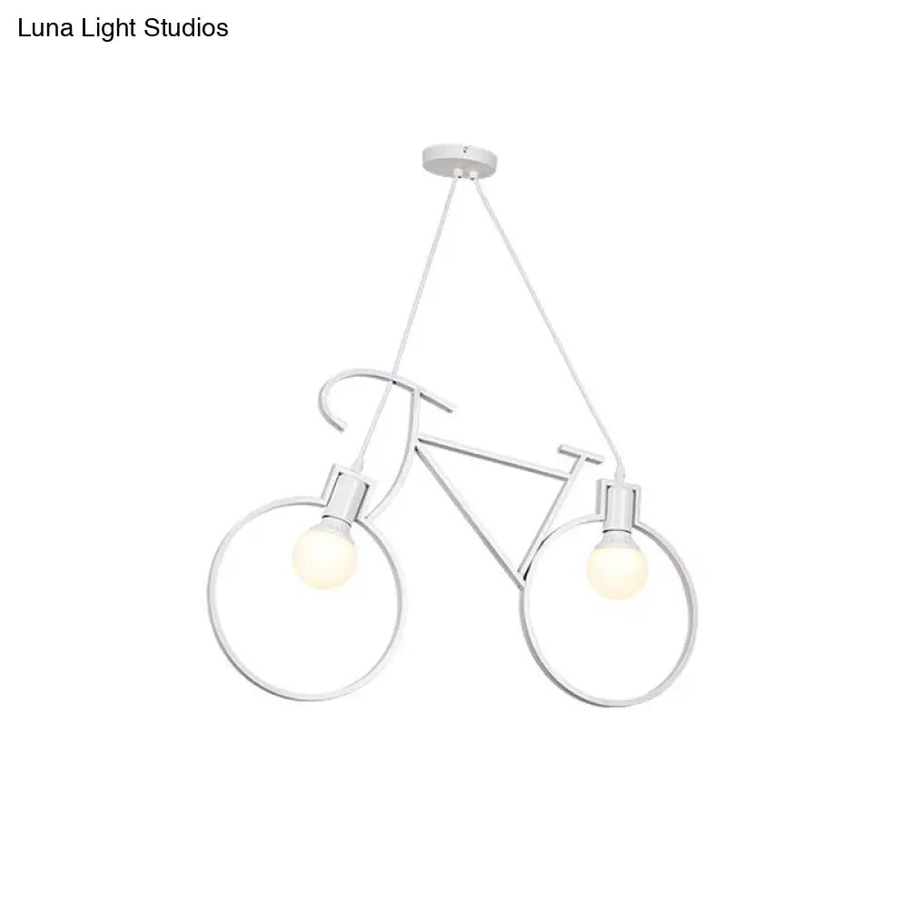 Industrial Style Metal Pendant Light Fixture With Bicycle Design - Black/White Indoor Hanging Lamp