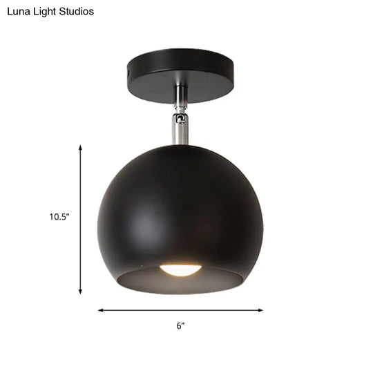 Industrial - Style Metal Ceiling Light With Adjustable Mounting - Black Finish