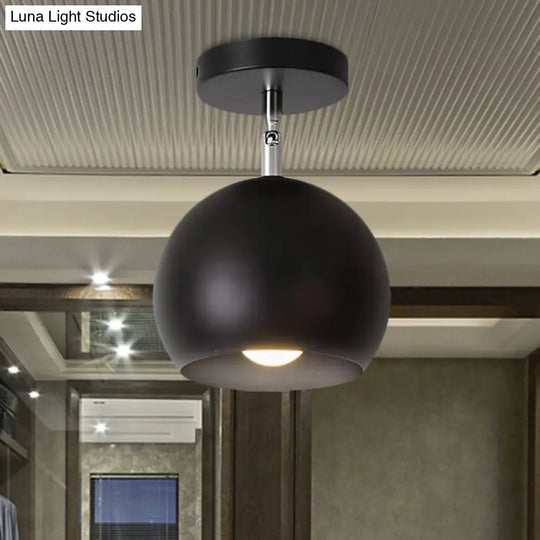 Industrial - Style Metal Ceiling Light With Adjustable Mounting - Black Finish